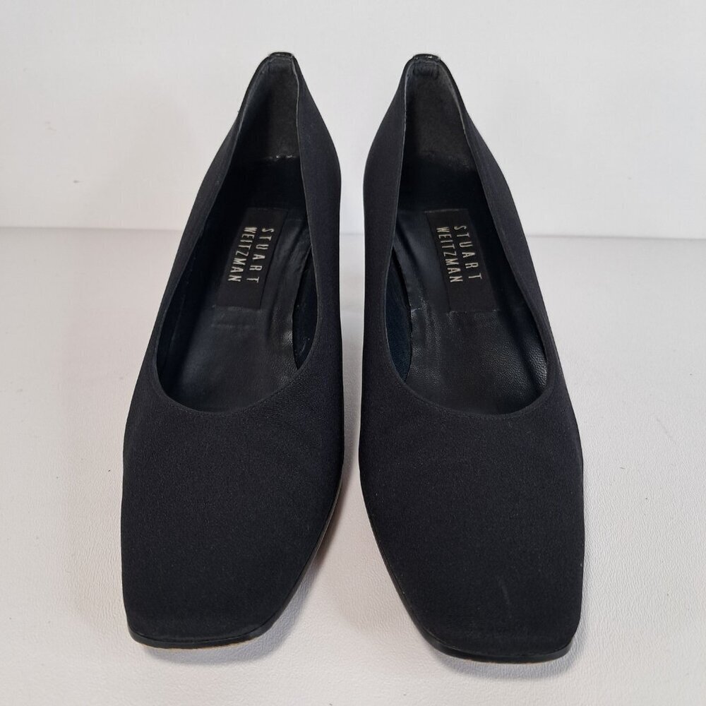 Stuart Weitzman Black Slip-On Block Heel Pumps Si… - image 4